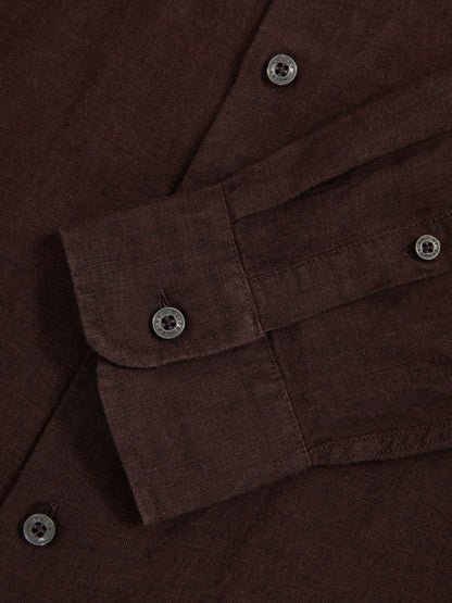 Linen Button-Through Shirt in Dark Brown Men | Reiss