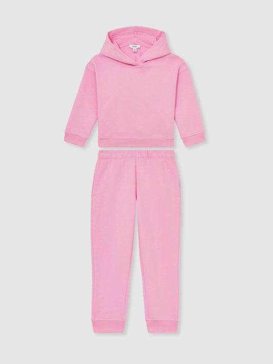13-14 yrs Cotton-Blend Hoodie And Joggers Set in Bright Pink Children & Baby | Reiss