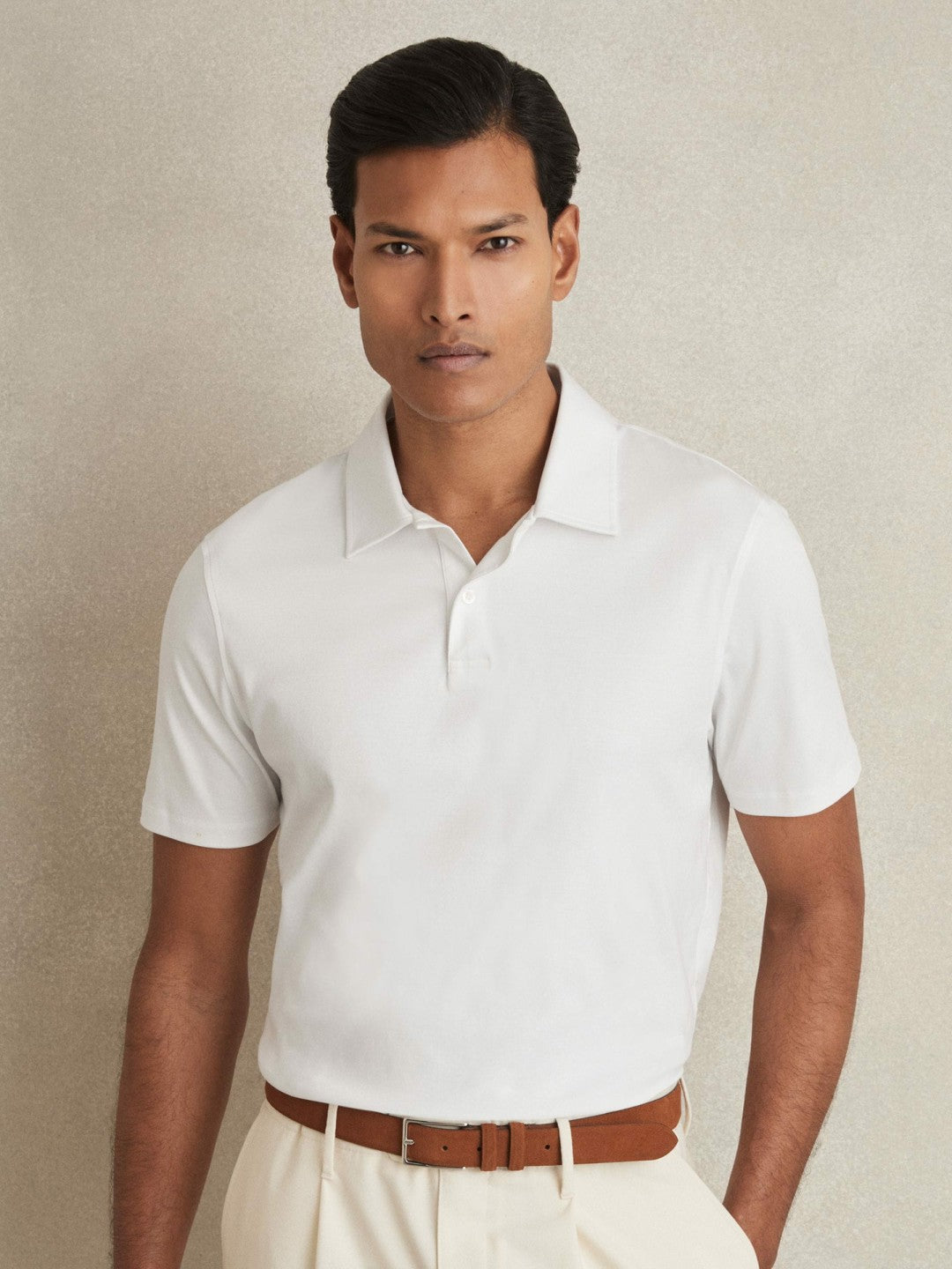 Cotton Short-Sleeve Polo Shirt in White Men | Reiss