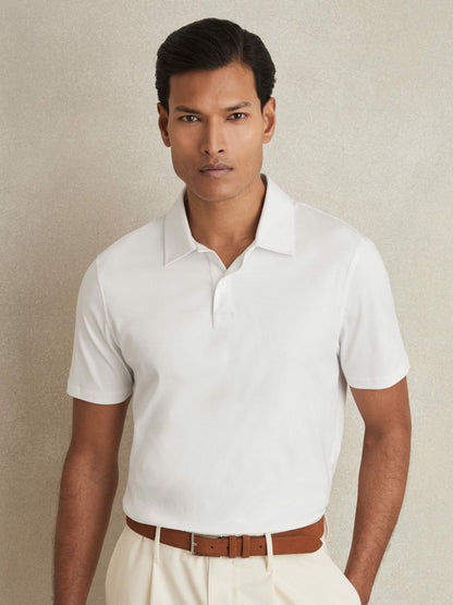 Cotton Short-Sleeve Polo Shirt in White Men | Reiss