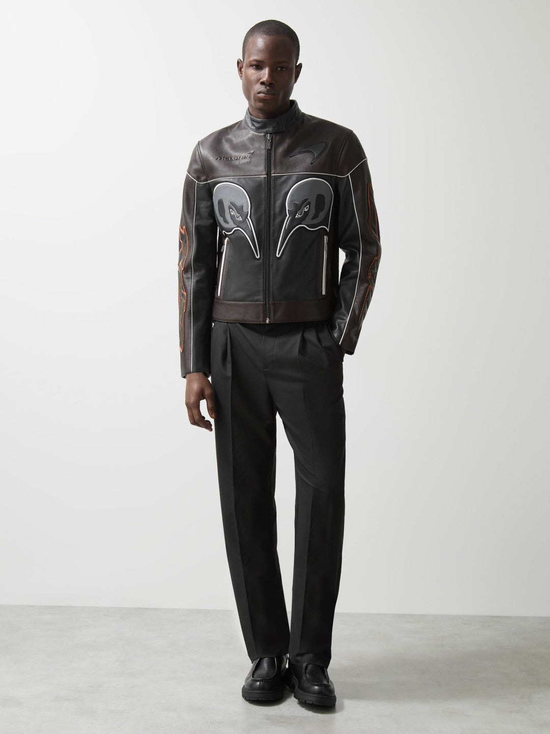 McLaren F1 Team Leather Biker Jacket in Black Men | Reiss