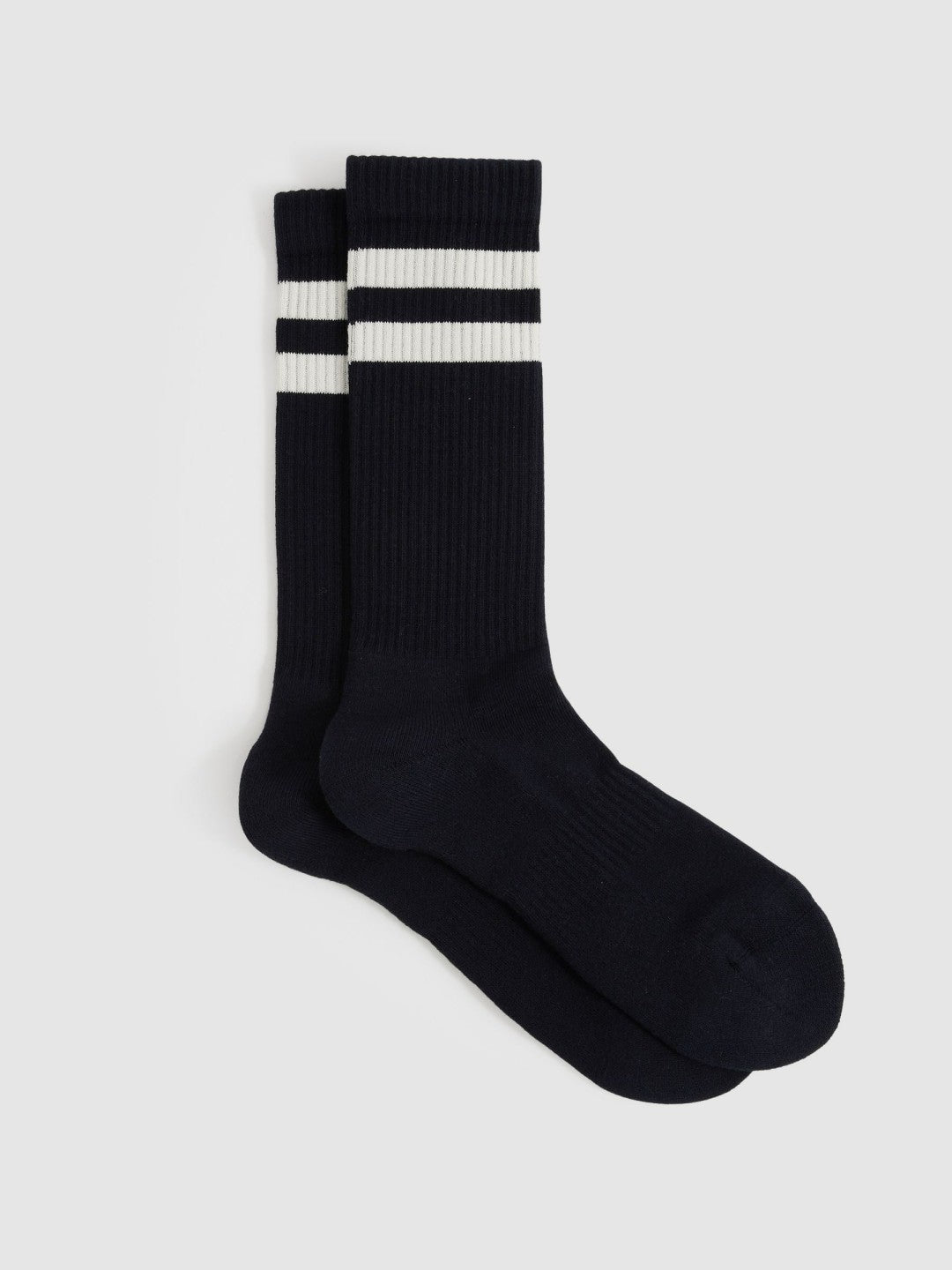 Cotton-Blend Double-Stripe Socks in Navy/Ecru Men | Reiss