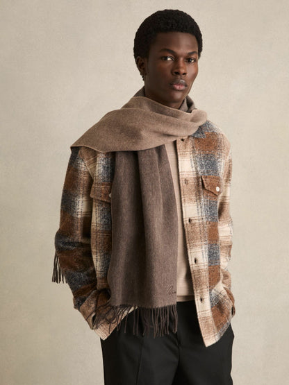 Wool and Cashmere Scarf in Taupe Men | Reiss