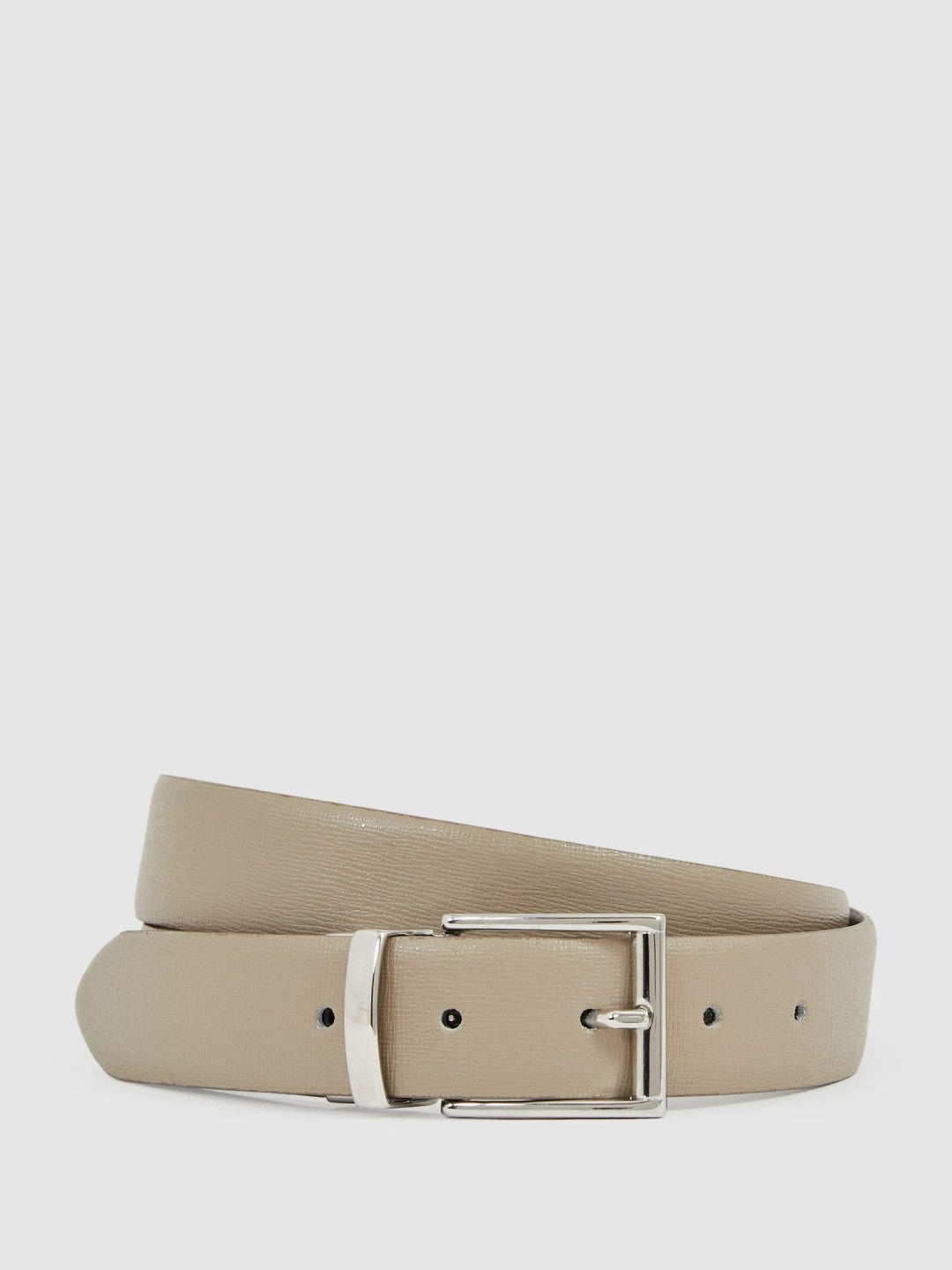Leather Reversible Belt in Stone/Dark Brown Men | Reiss