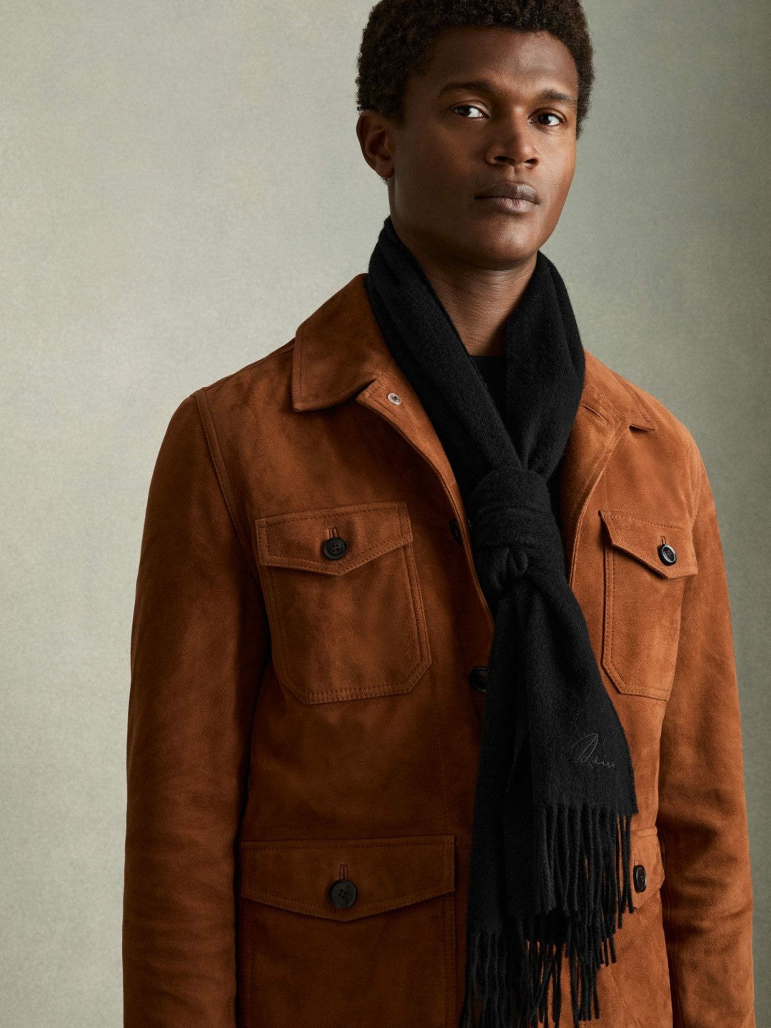 Wool and Cashmere Scarf in Black Men | Reiss