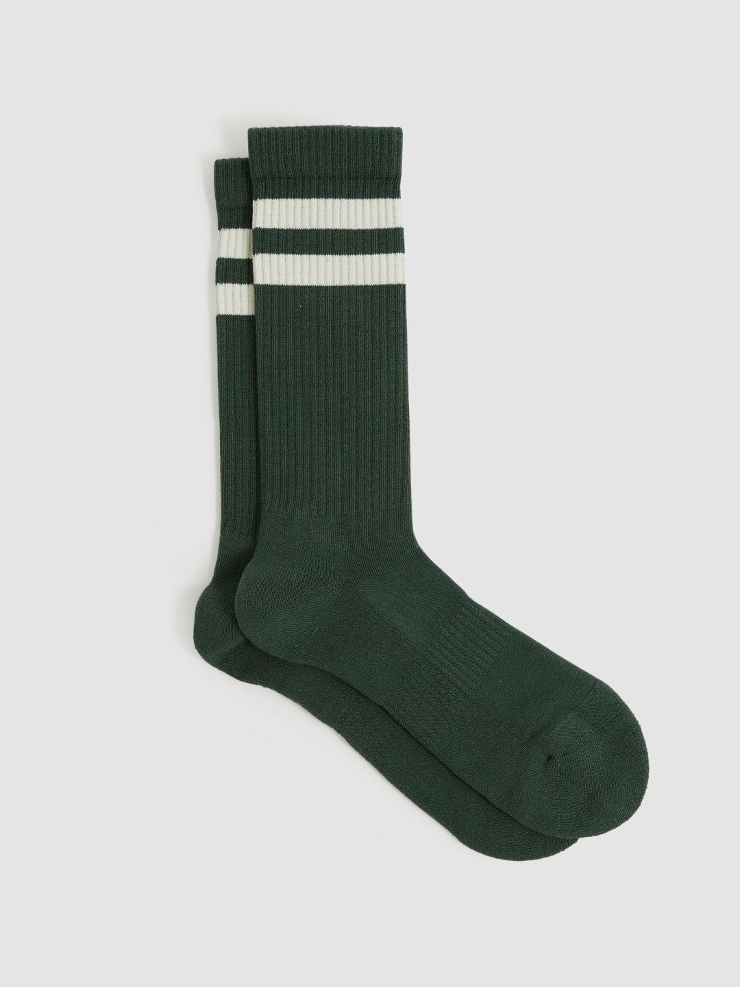 Cotton-Blend Double-Stripe Socks in Pine Green/Ecru Men | Reiss