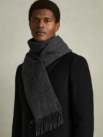 Wool and Cashmere Scarf in Charcoal Men | Reiss