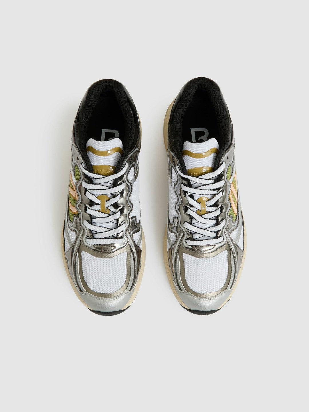 Overlay Logo Running Trainers in Gunmetal/Black Men | Reiss