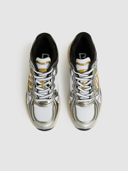 Overlay Logo Running Trainers in Gunmetal/Black Men | Reiss