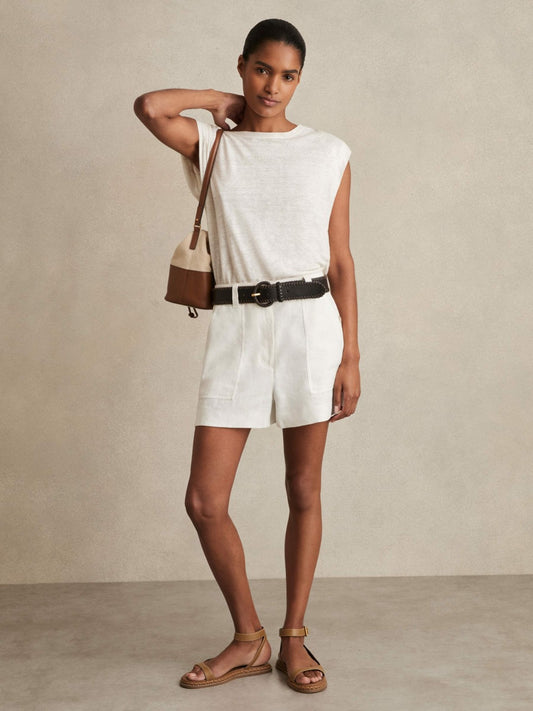 Linen Shorts in White Women | Reiss