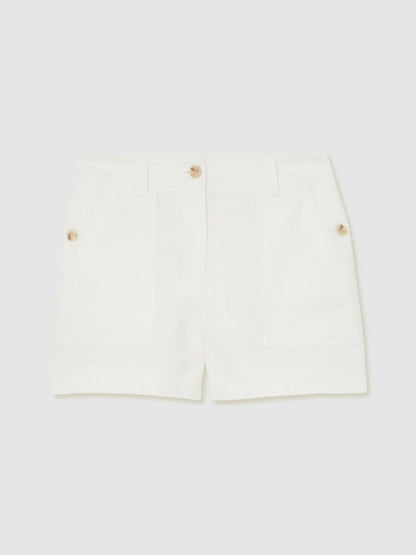 Linen Shorts in White Women | Reiss