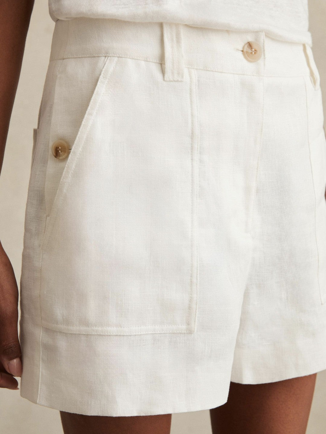 Linen Shorts in White Women | Reiss