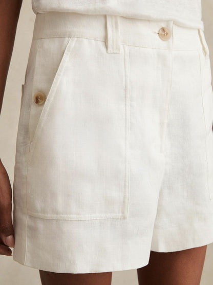 Linen Shorts in White Women | Reiss