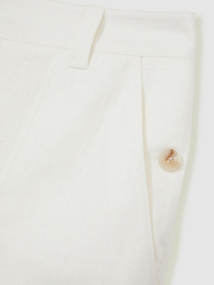 Linen Shorts in White Women | Reiss