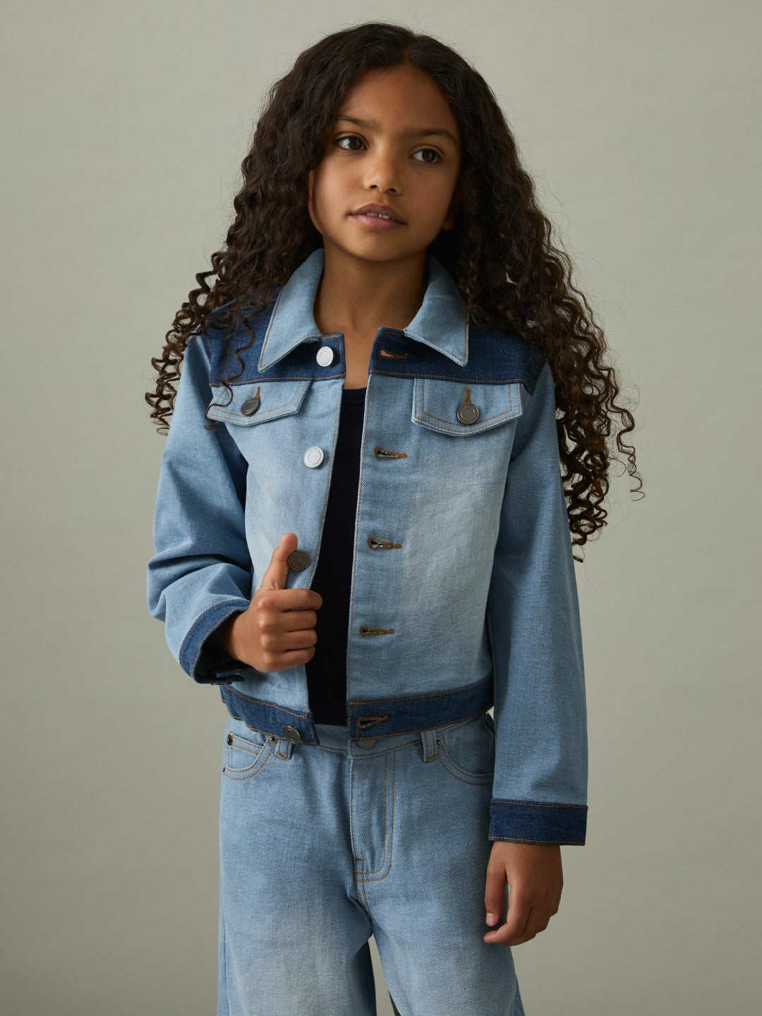 9-13 yrs Patchwork Two-Tone Denim Jacket in Blue Children & Baby | Reiss