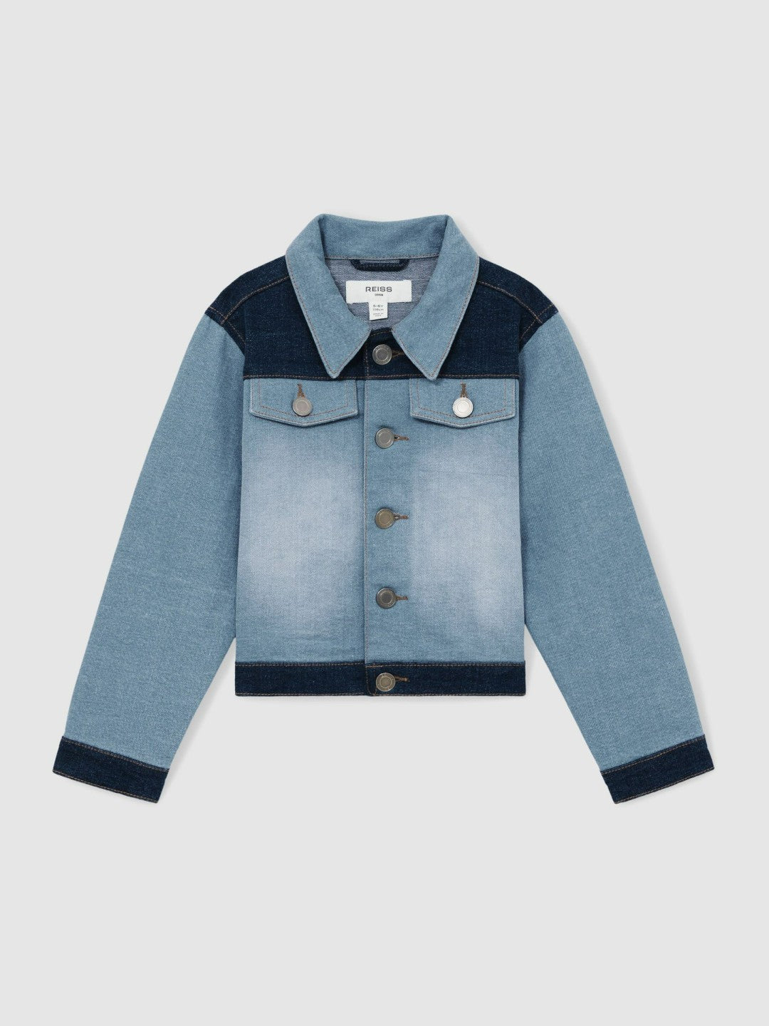 9-13 yrs Patchwork Two-Tone Denim Jacket in Blue Children & Baby | Reiss