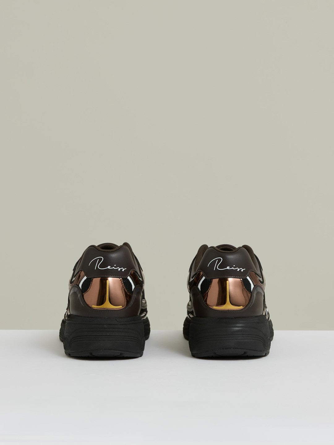 Overlay Logo Running Trainers in Electric Brown Men | Reiss