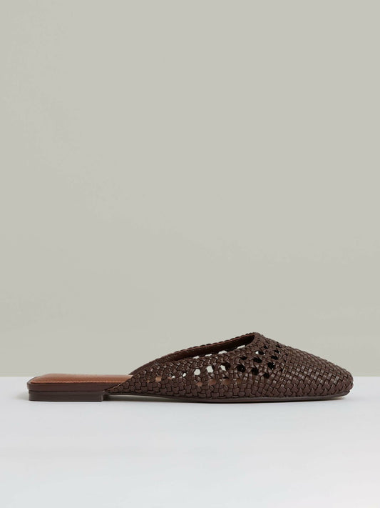 Woven Slip-On Mules in Chocolate Women | Reiss
