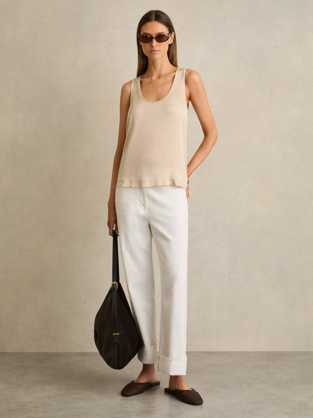 Woven Slip-On Mules in Chocolate Women | Reiss