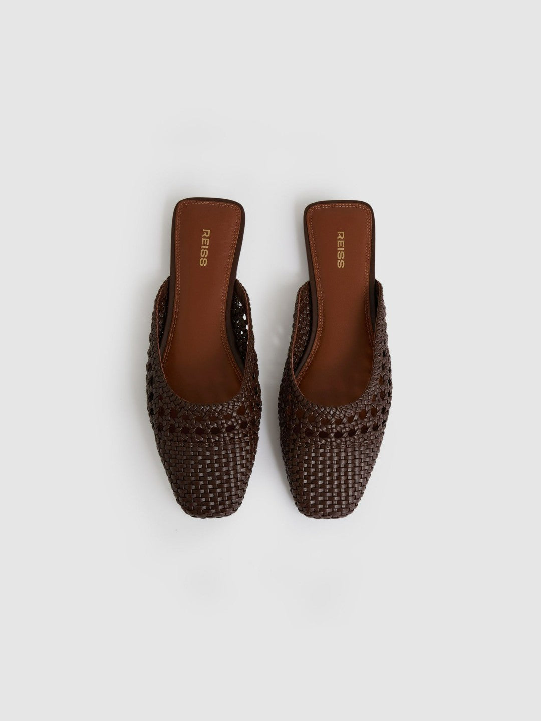 Woven Slip-On Mules in Chocolate Women | Reiss