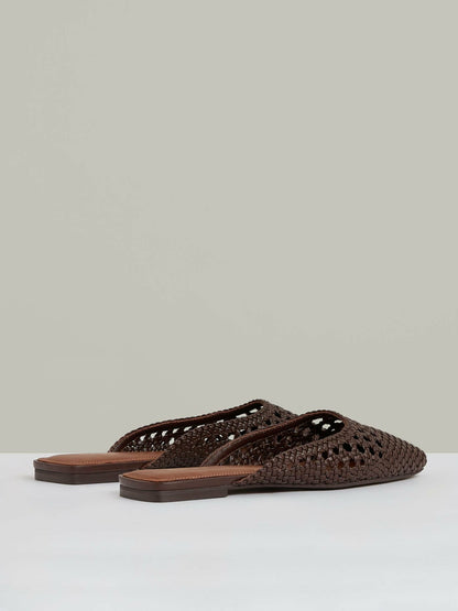 Woven Slip-On Mules in Chocolate Women | Reiss