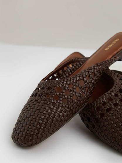 Woven Slip-On Mules in Chocolate Women | Reiss