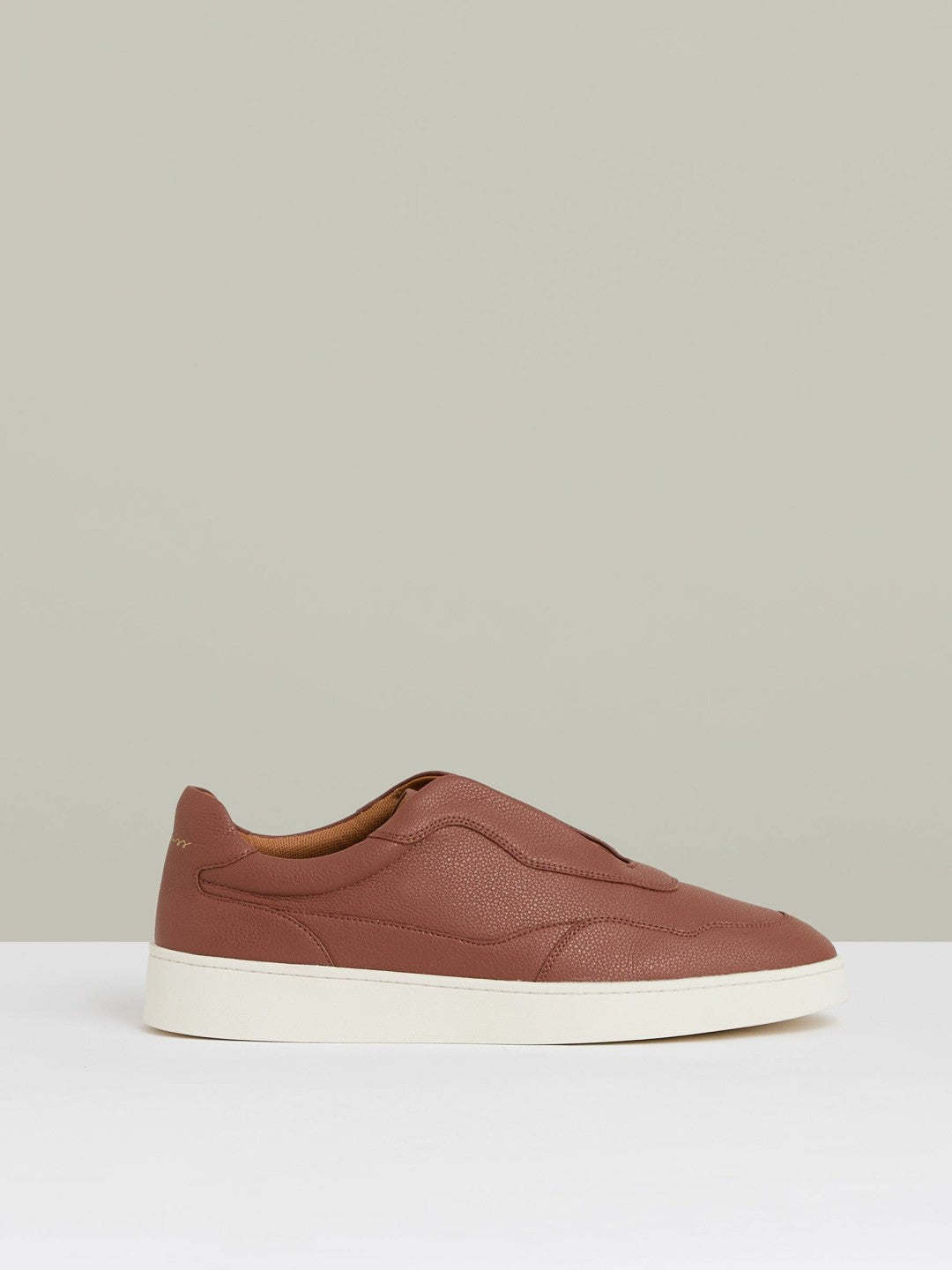 Leather Elasticated-Lace Trainers in Terracotta Brown Men | Reiss