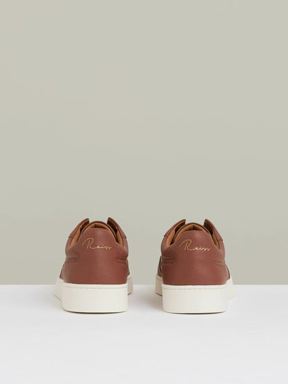 Leather Elasticated-Lace Trainers in Terracotta Brown Men | Reiss