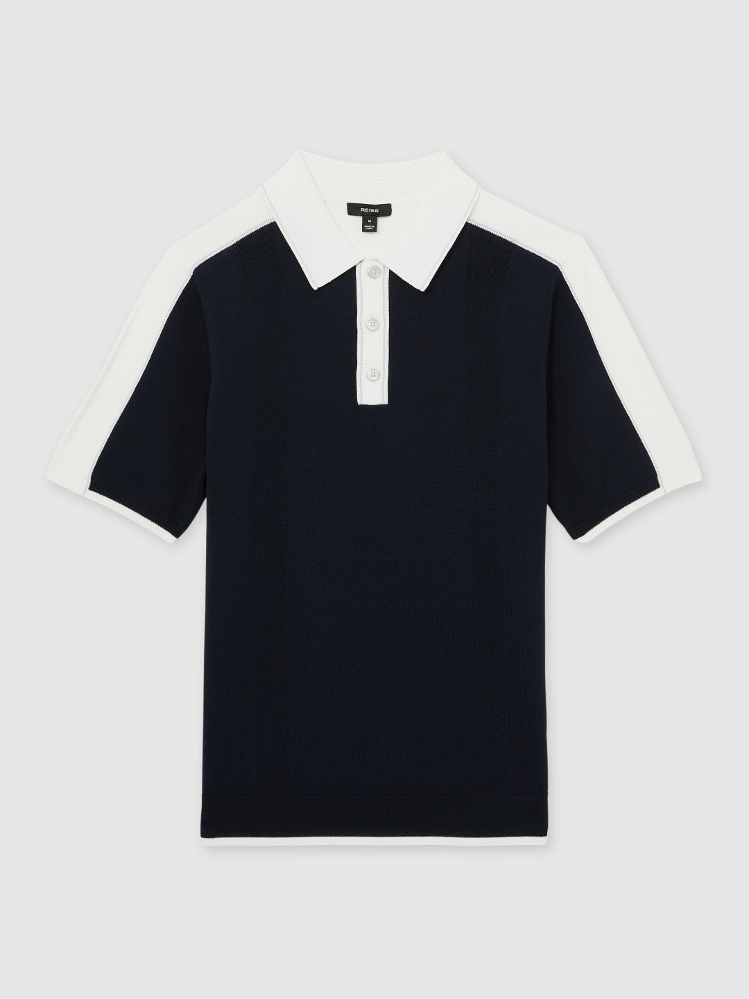 Colour-Block Knit Polo Shirt in Navy/White Men | Reiss