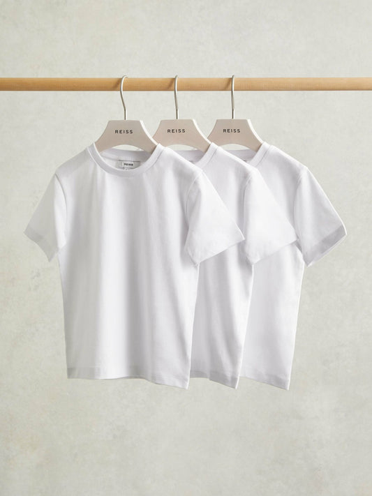 Cotton Crew-Neck T-Shirts 3 Pack in White Children & Baby | Reiss