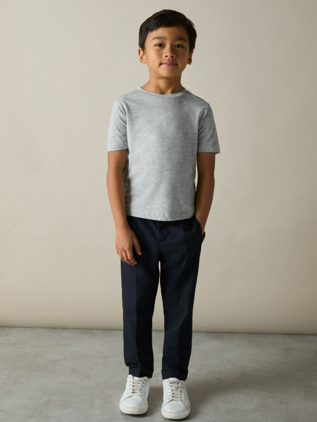 3-9 yrs Cotton Crew-Neck T-Shirts 3 Pack in White/Navy/Soft Grey Children & Baby | Reiss
