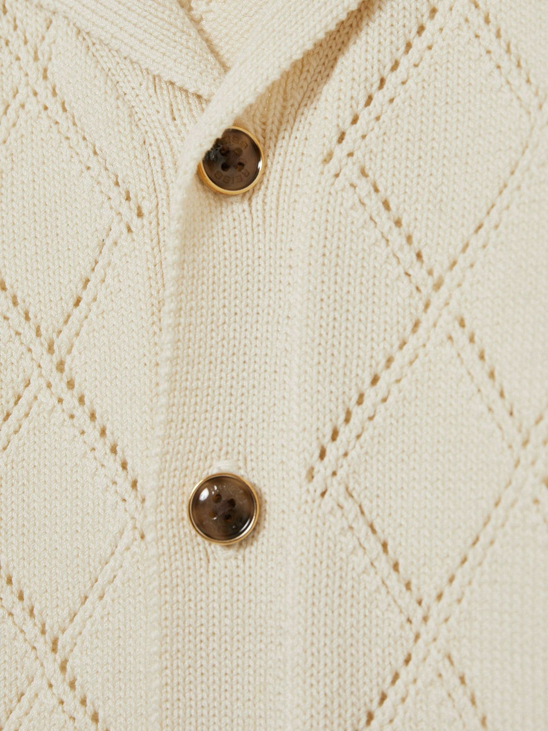 3-9 yrs Cotton Blend Diamond Knit Shirt in Off White Children & Baby | Reiss