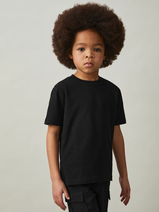 9-13 yrs Cotton Crew-Neck T-Shirt in Black Children & Baby | Reiss