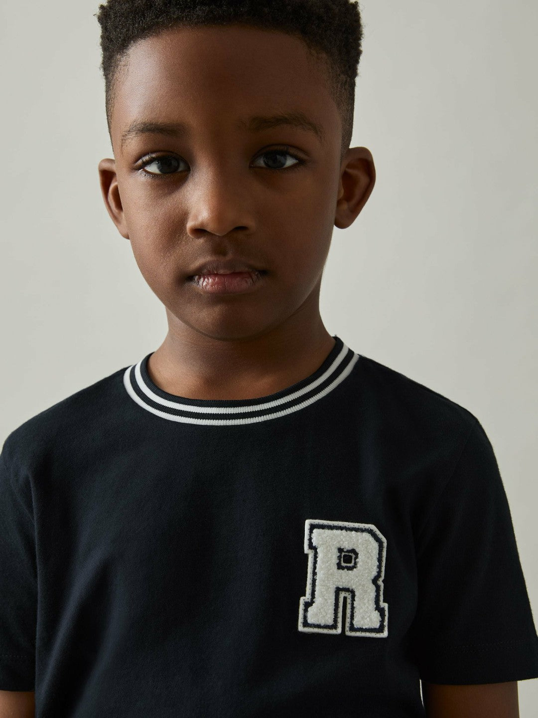 3-9 yrs Cotton Letter Patch T-Shirt in Navy Children & Baby | Reiss