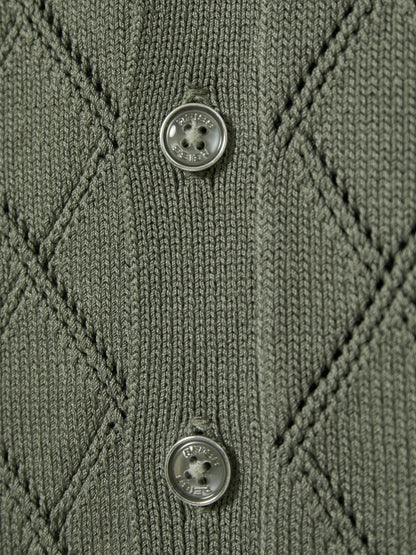 3-9 yrs Cotton Blend Diamond Knit Shirt in Dark Sage Children & Baby | Reiss