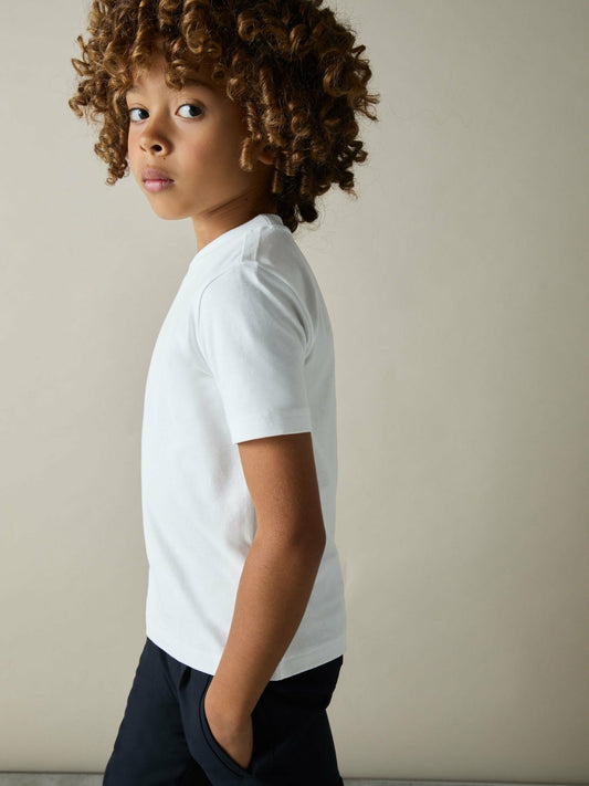 3-9 yrs Cotton Crew-Neck T-Shirt in White Children & Baby | Reiss