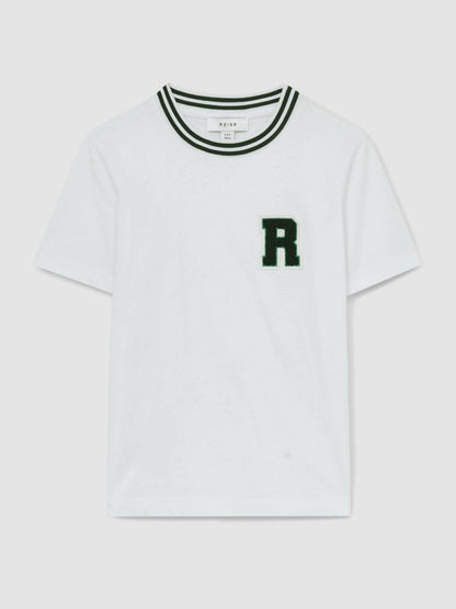 3-9 yrs Cotton Letter Patch T-Shirt in White Children & Baby | Reiss