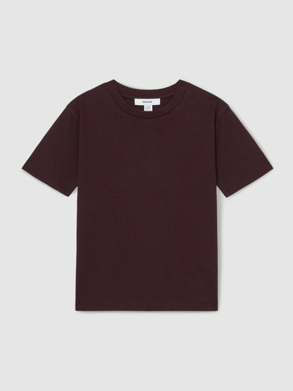3-9 yrs Cotton Crew-Neck T-Shirt in Bordeaux Children & Baby | Reiss