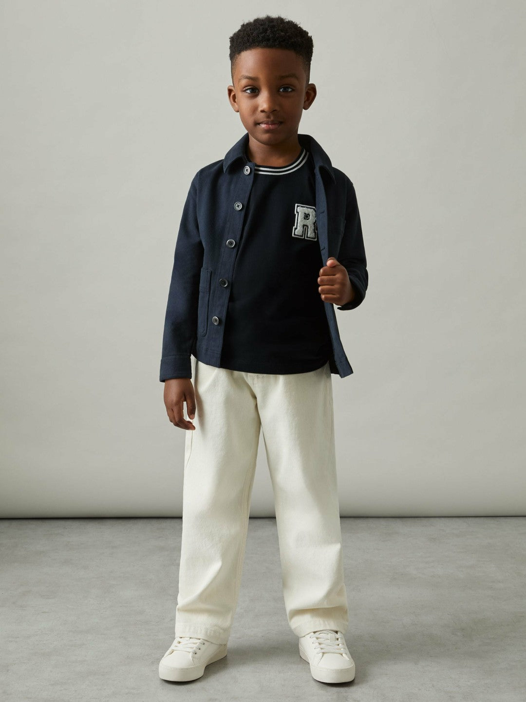 9-13 yrs Cotton Letter Patch T-Shirt in Navy Children & Baby | Reiss
