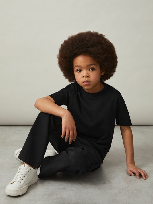 3-9 yrs Cotton Crew-Neck T-Shirt in Black Children & Baby | Reiss