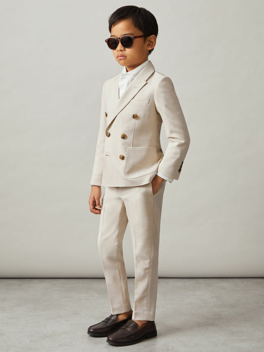3-9 yrs Slim-Fit Trousers With Wool in Stone Children & Baby | Reiss
