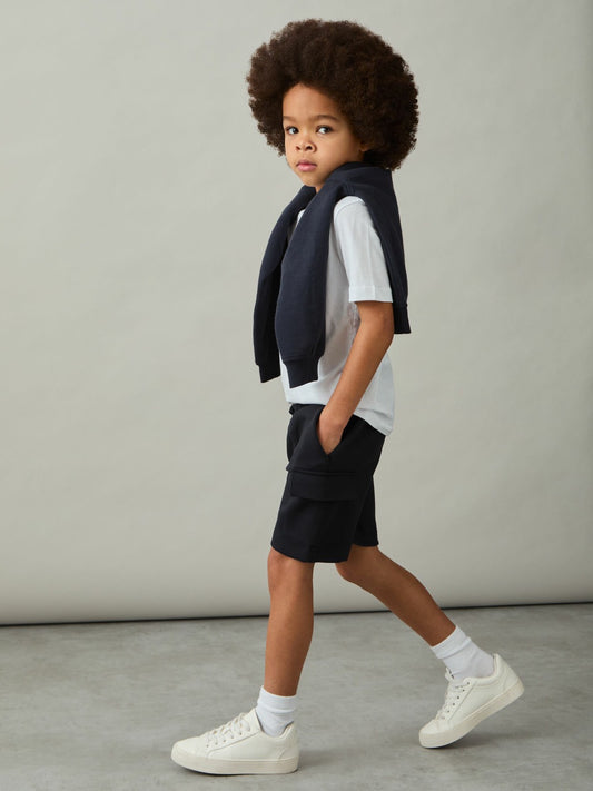 3-9 yrs Interlock-Jersey Cargo Shorts in Navy Children & Baby | Reiss