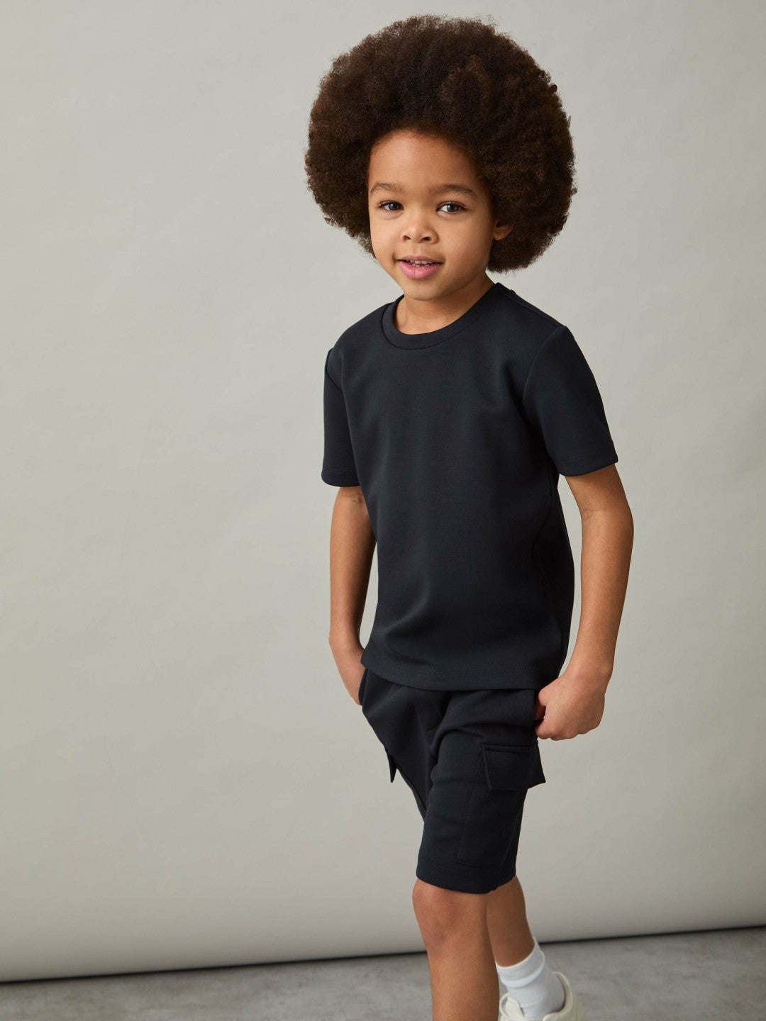 3-9 yrs Interlock-Jersey Crew-Neck T-Shirt in Navy Children & Baby | Reiss