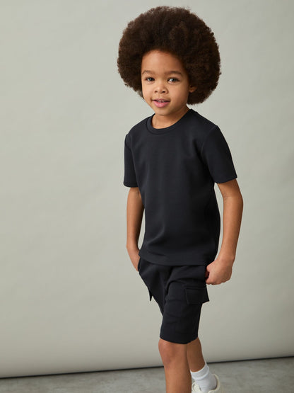 9-13 yrs Interlock-Jersey Crew-Neck T-Shirt in Navy Children & Baby | Reiss