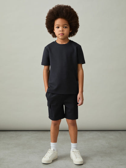9-13 yrs Interlock-Jersey Crew-Neck T-Shirt in Navy Children & Baby | Reiss