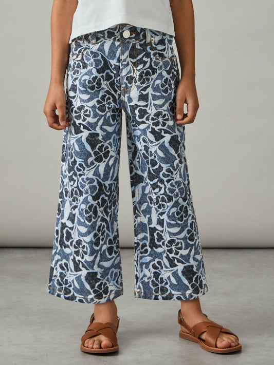 9-13 yrs Floral-Print Straight-Leg Jeans in Blue Children & Baby | Reiss