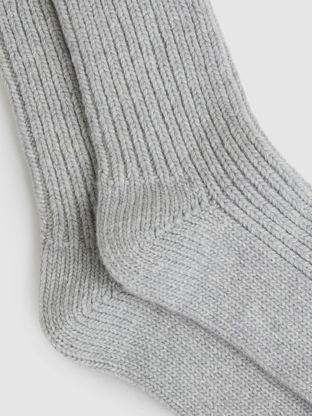 Rib-Knit Socks With Cashmere in Grey Women | Reiss