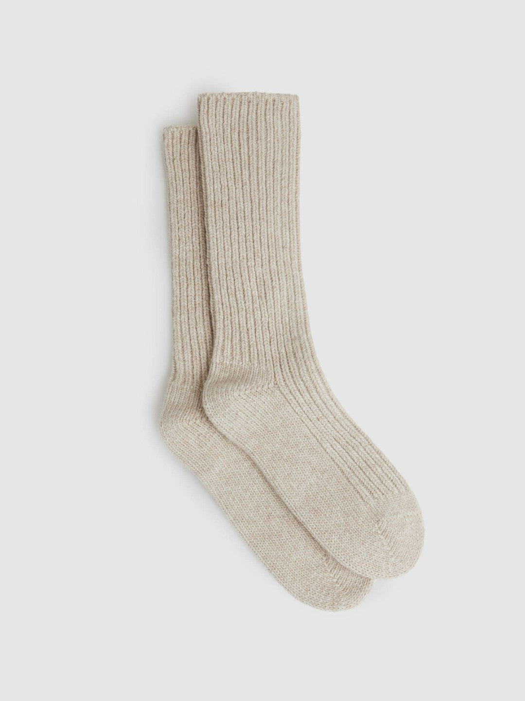 Rib-Knit Socks With Cashmere in Oatmeal Women | Reiss