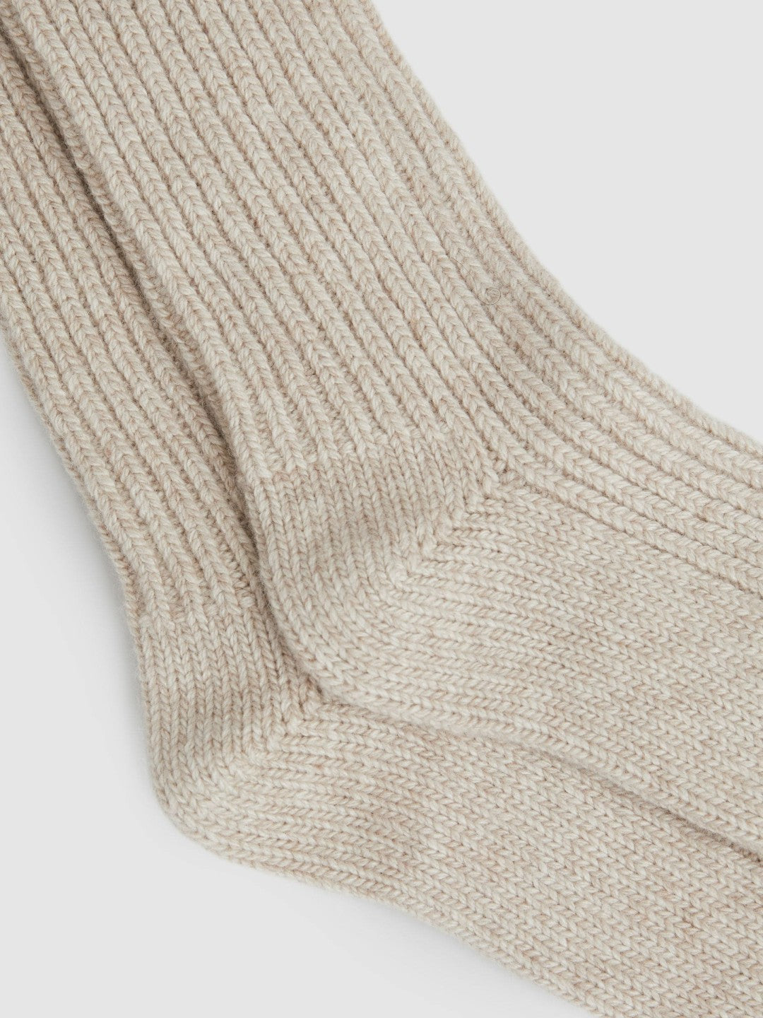 Rib-Knit Socks With Cashmere in Oatmeal Women | Reiss