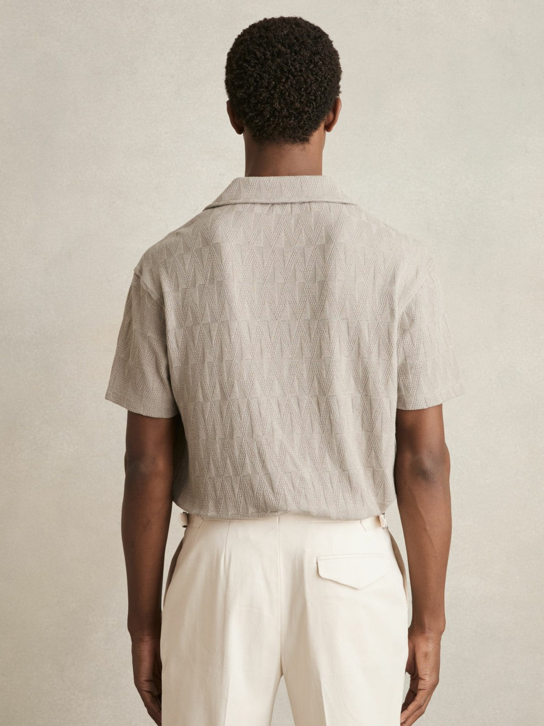Cotton Textured Cuban-Collar Shirt in Mink Brown Men | Reiss